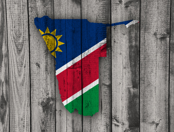 map and flag of namibia on