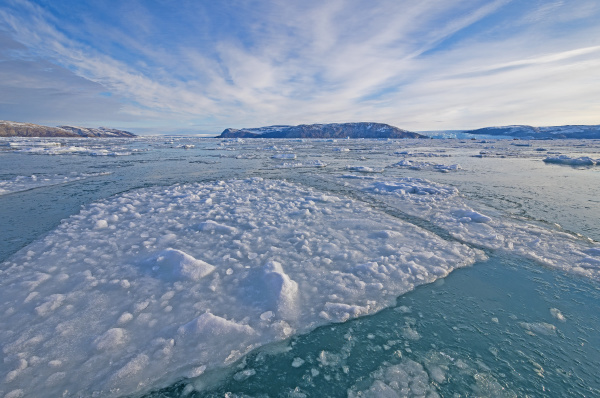 sea ice and a glacial landscape