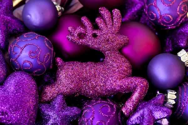pink glitter deer and ornaments