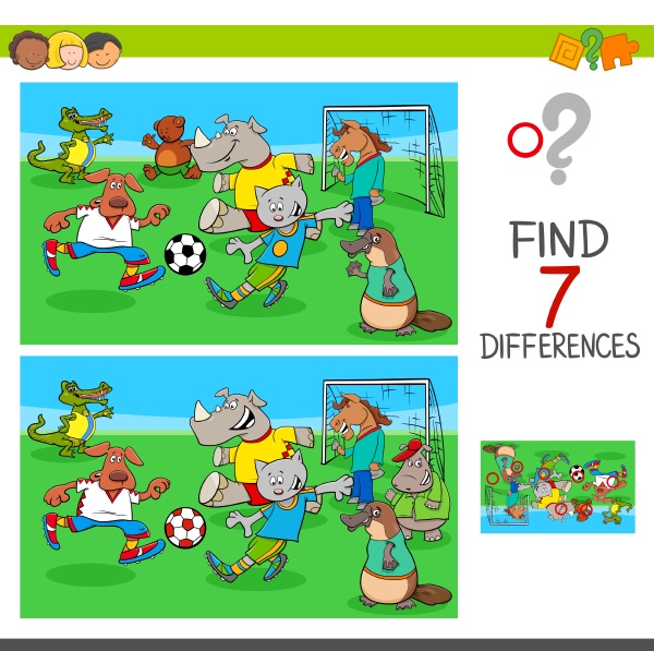 find differences game with animals playing