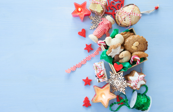 variety of cookies and decorations