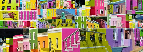 collage with colorful houses in bo