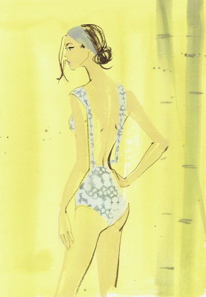 beautiful young woman wearing swimming costume