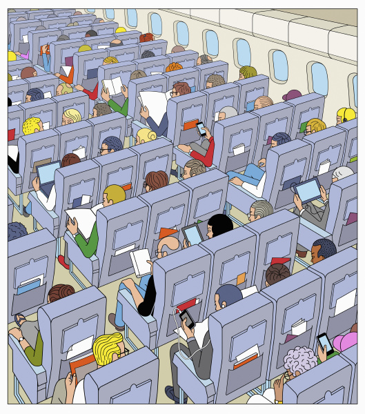 lots of passengers on airplane flight