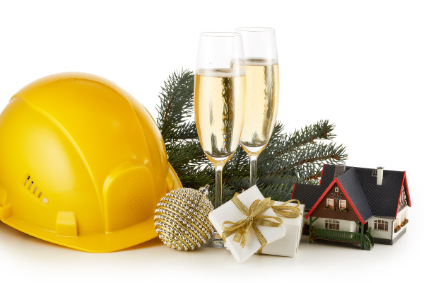 construction hard hat and christmas