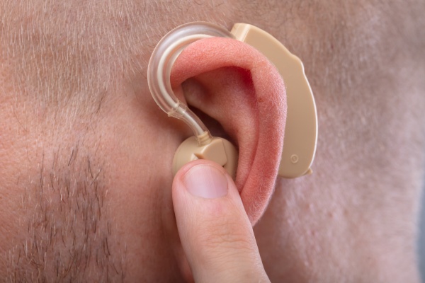 man wearing hearing aid