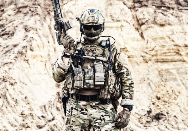 Elite fighter of special forces ready for battle - Stock Photo ...