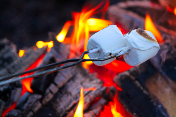 roasting marshmallows for smores over a