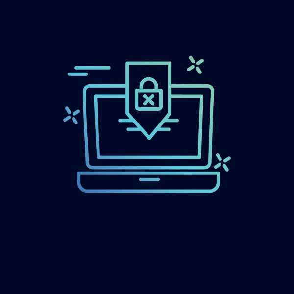 cyber security neon icon with blue