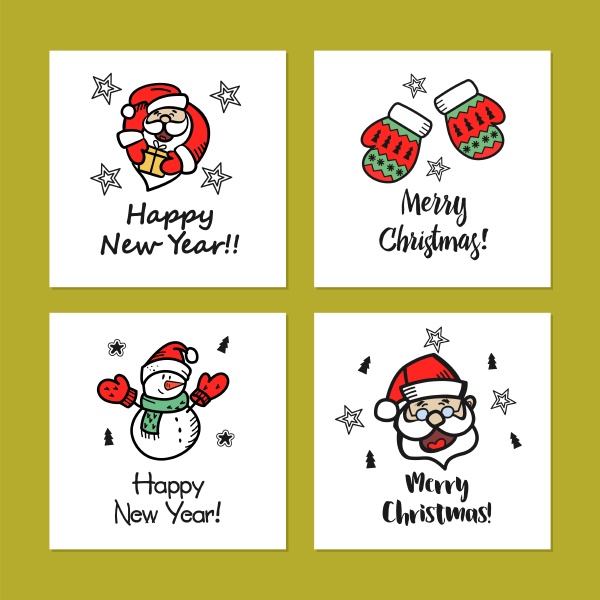 a set of christmas cards drawn