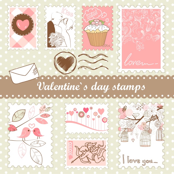 set of valentine s day stamps
