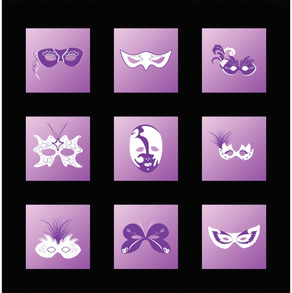 set icon of carnaval mask