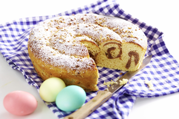 bavarian easter bread filled with hazelnuts