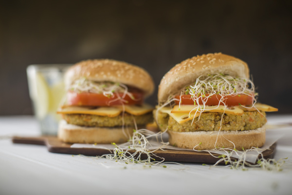 vegan burger with quinoa tomato