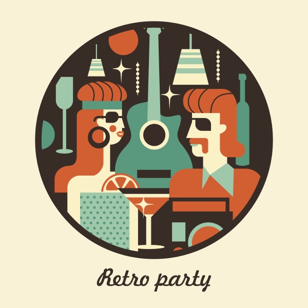 retro party men and women