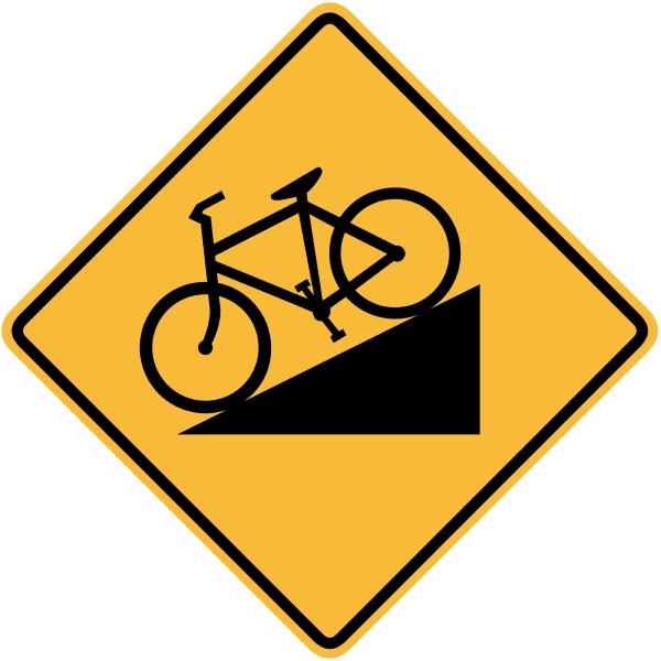 steep hill caution bicycles