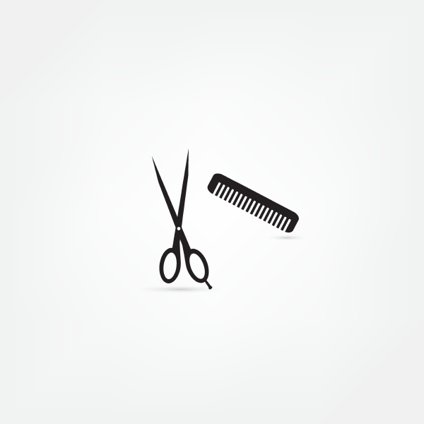 hair salon with scissors and comb