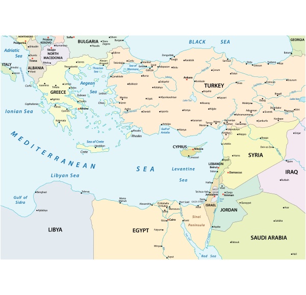 country map of the eastern mediterranean