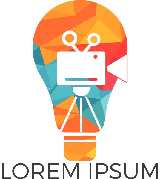 bulb and video camera logo design