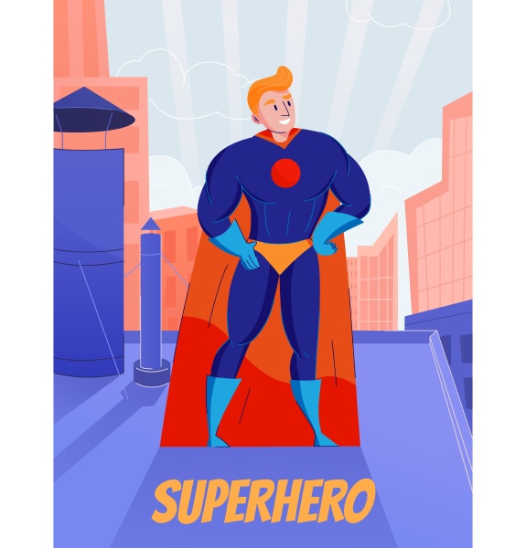 superhero retro comic book character standing