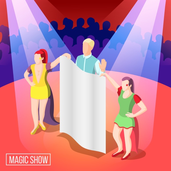 magic show isometric background illusionist