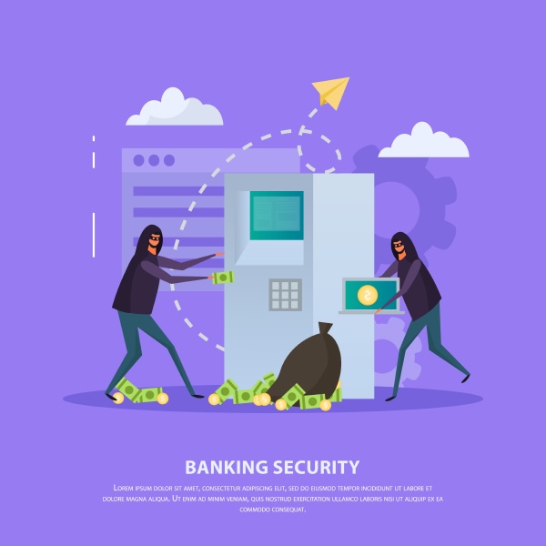 banking security flat composition with hackers