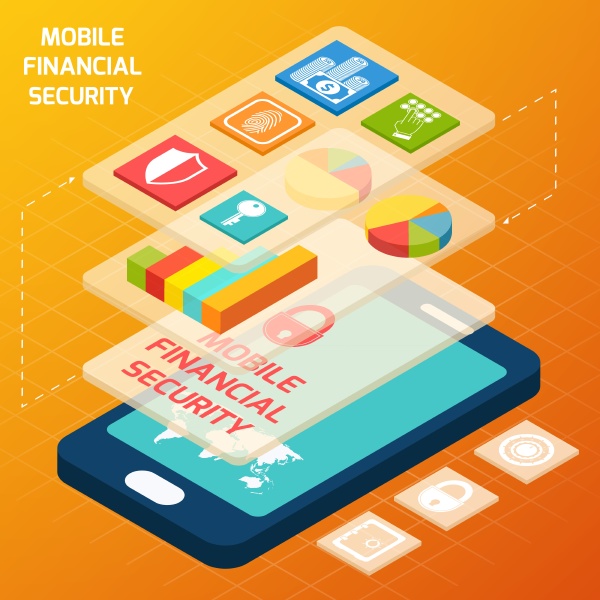 isometric mobile financial secure and business