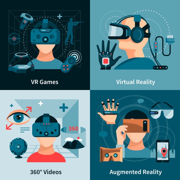 virtual reality flat concept with people