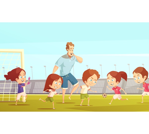 kids sport cartoon vector illustration with