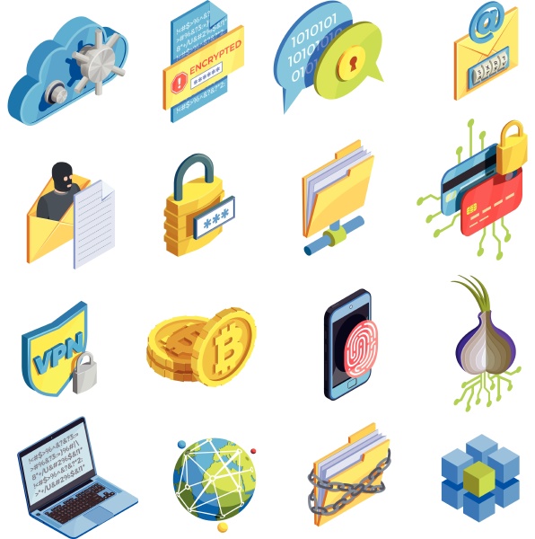 data encryption cyber security isometric icons