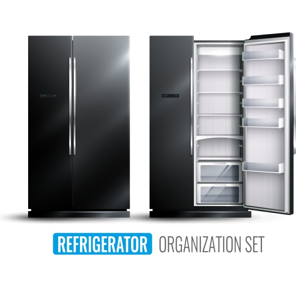 refrigerator organization monochrome set of opened