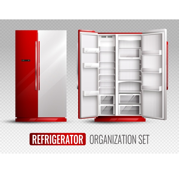refrigerator organization in red and white