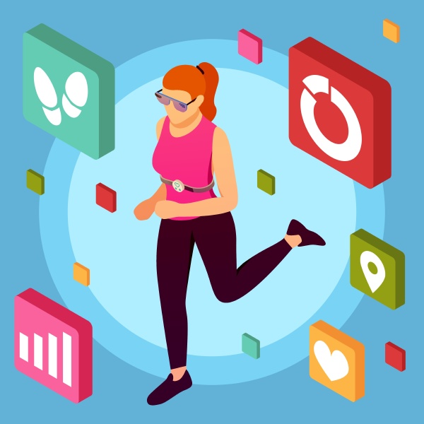isometric wearable sport devices background with