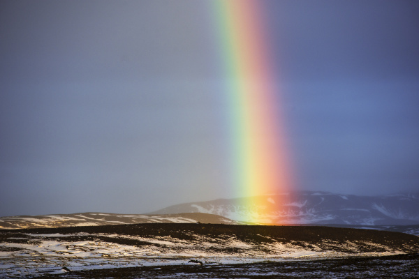 iceland rainbow on landscape