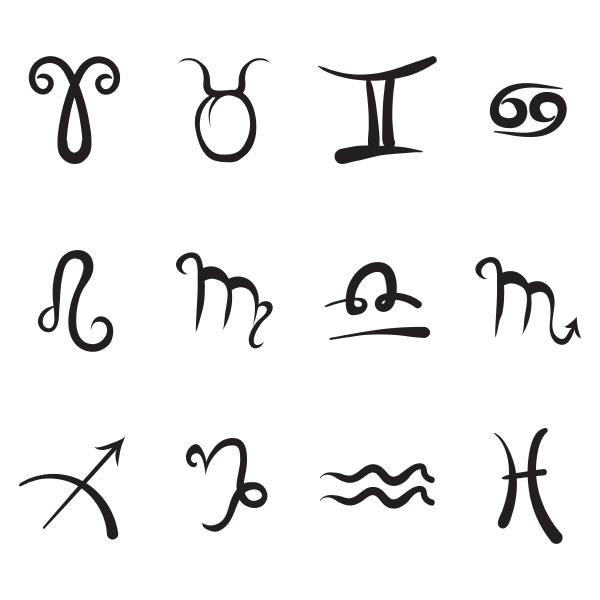 set of zodiac icons isolated on