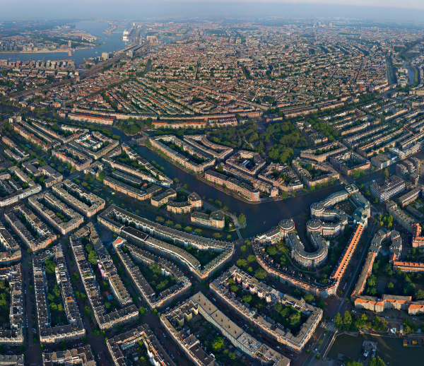 aerial view of amsterdam neighbourhood