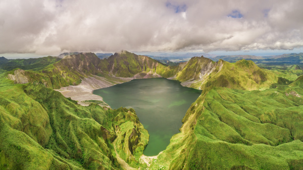 aerial view of volcanic lake pinatubo