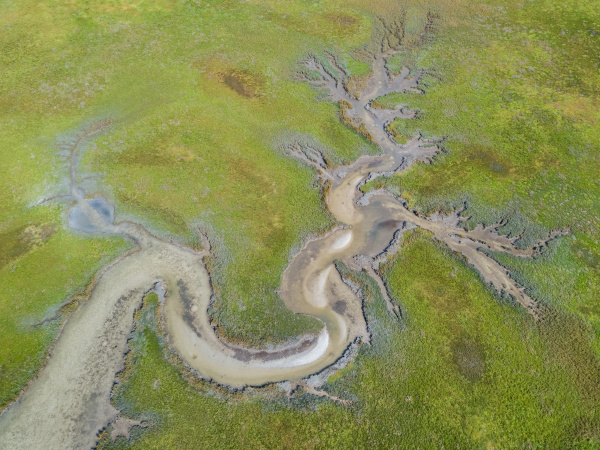 aerial abstract view of tributary river