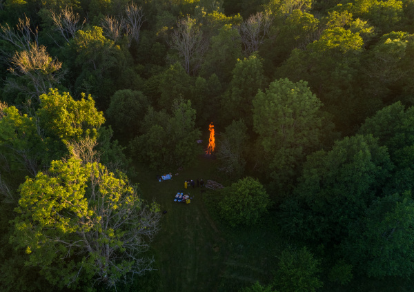 aerial view of a fire pit
