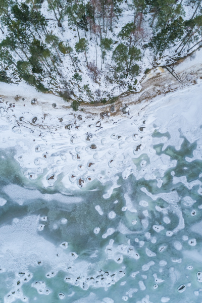 aerial view of the frozen rocky