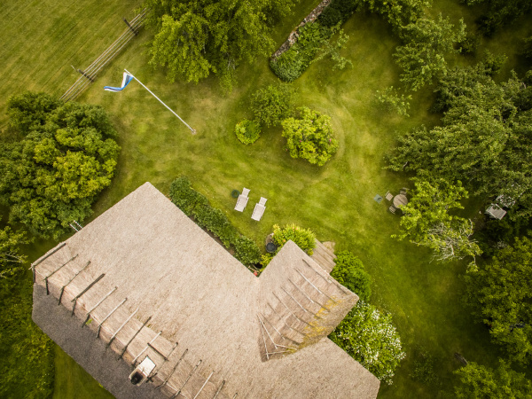 aerial view of a traditional house