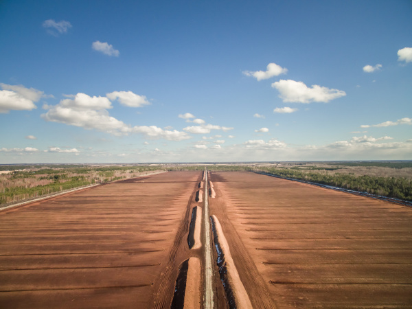 aerial view of soil irrigation in