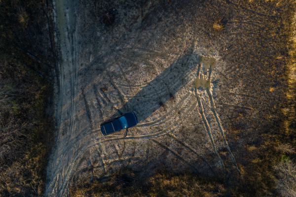aerial, view, of, a, car, parked - 27453824