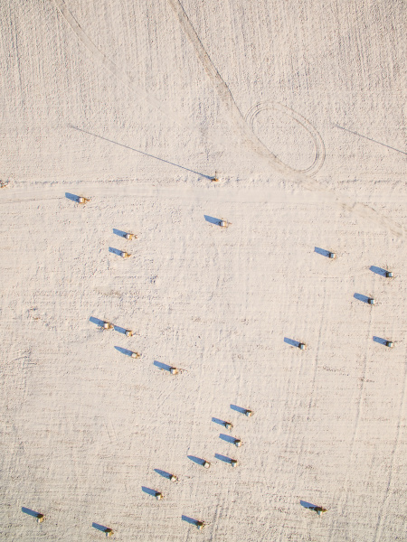aerial view of straw bale in