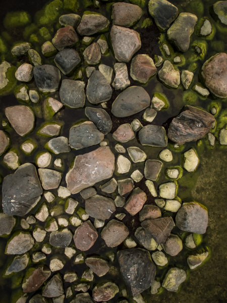 aerial view of rocks emerging from