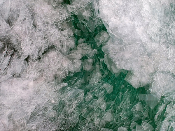 broken ice on lake balaton in