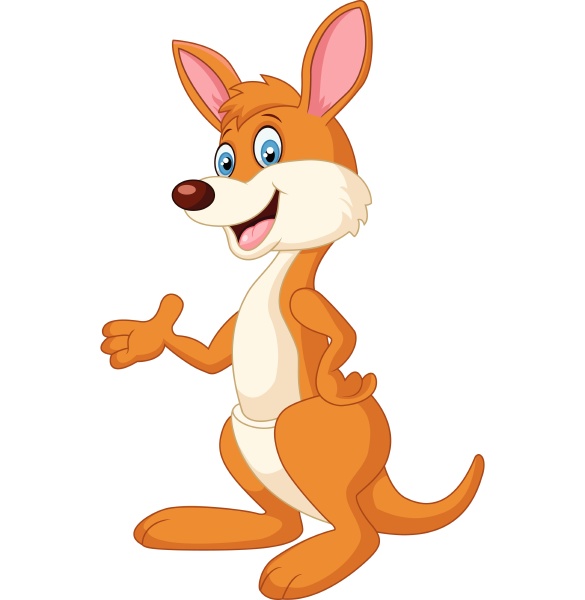 Cute kangaroo cartoon waving hand isolated on white - Stock Photo ...