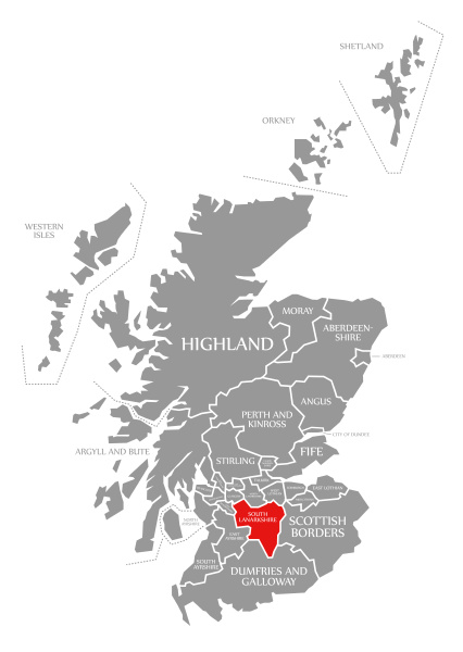 south lanarkshire red highlighted in map