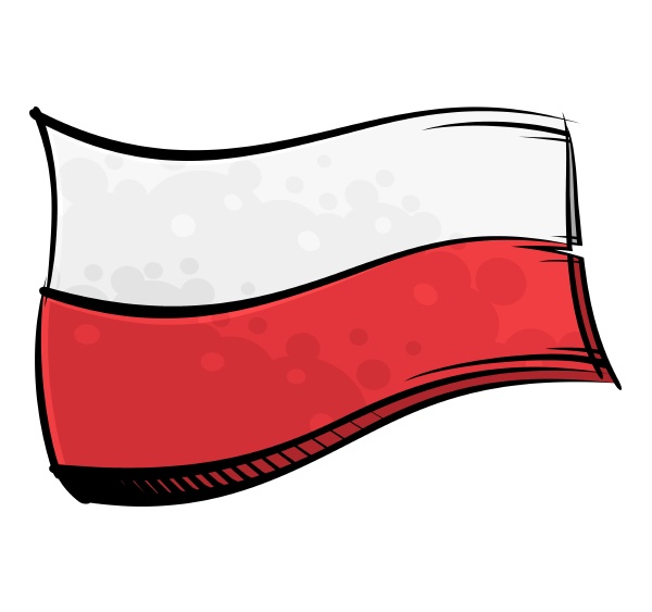 painted poland flag waving in wind