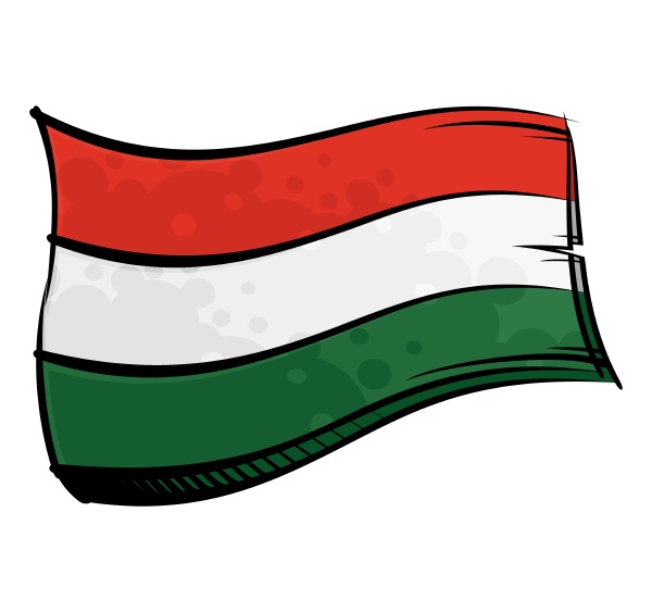 painted hungary flag waving in wind